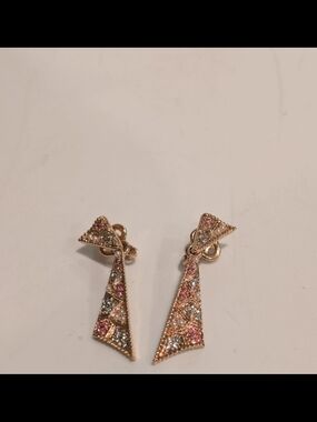 D'Orlan Gold Plated Pierced Earrings with Pearls & Crystal Beads